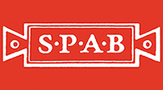 SPAB logo on a red background, representing the Society for the Protection of Ancient Buildings, relevant to sash window preservation and restoration.